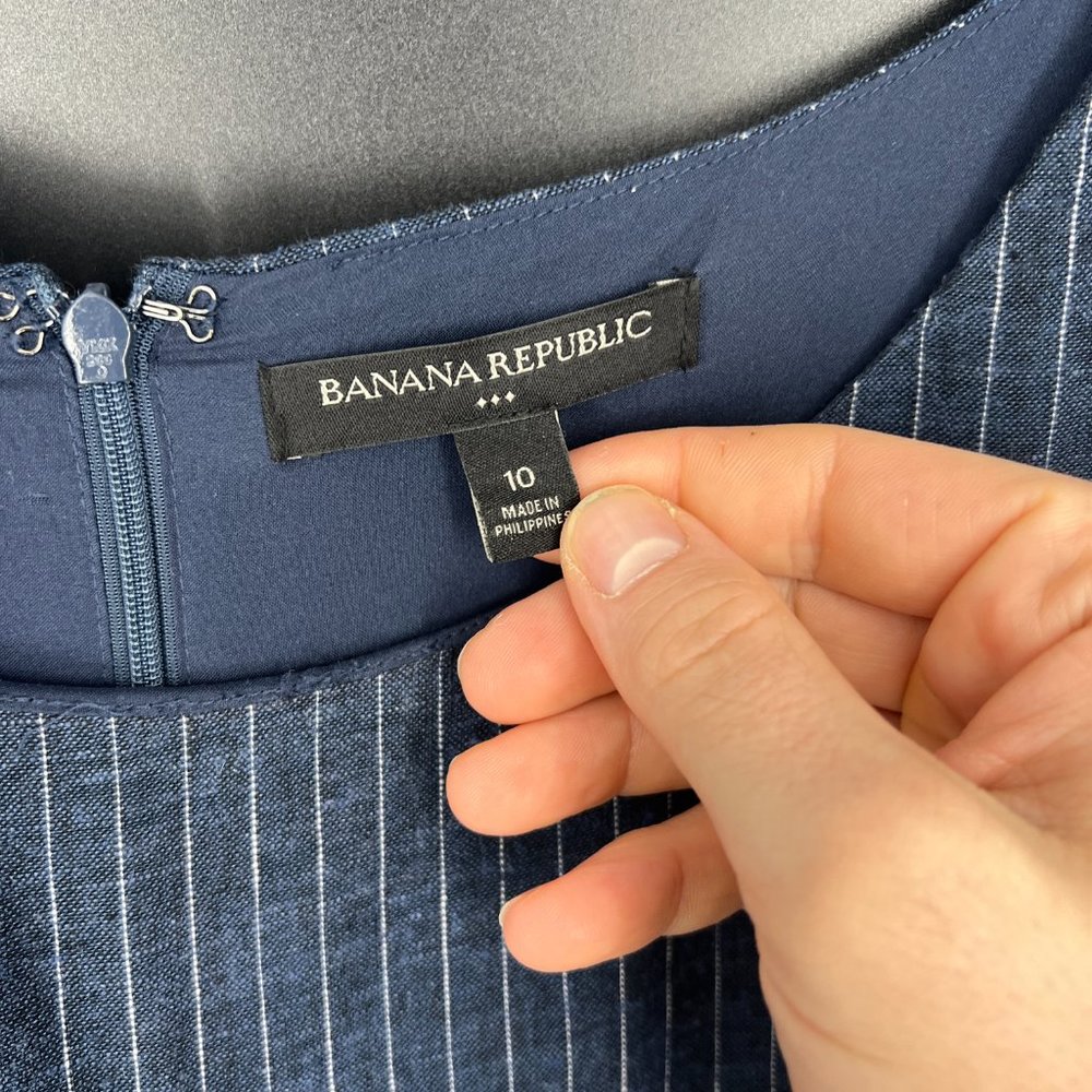 Banana Republic Blue Pinstripe Midi Dress - Picture 3 of 10